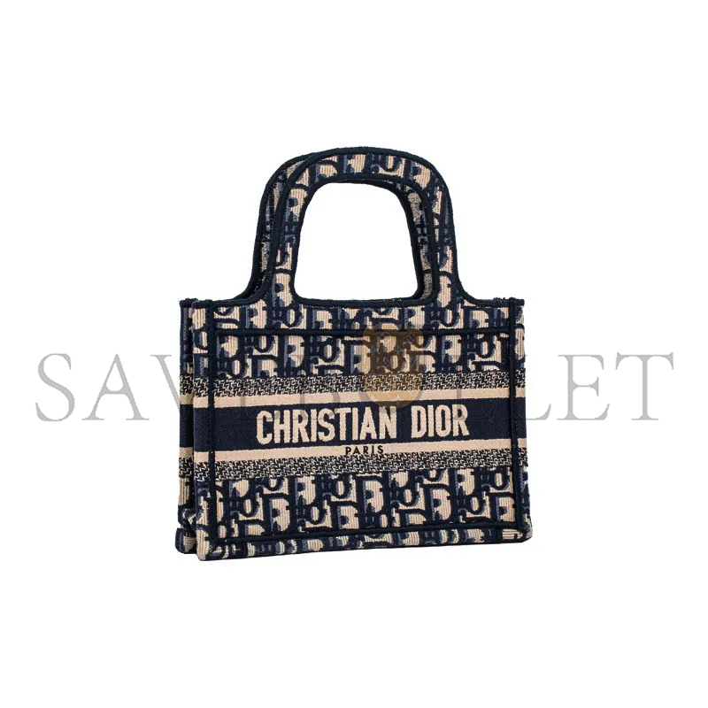 D*or oblique mini book tote blue multicolor m1271zriw-m928 (23*15*6.4cm)